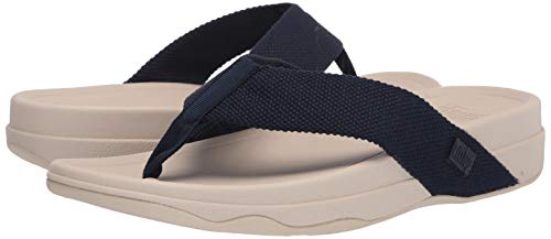 Fitflop Men's Surfer Toe Post-Solid Webbing Flip-Flop, Blue Midnight Navy 399, 13 #TOP6