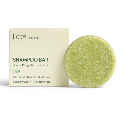 Festes Shampoo Sandelholz – Natürliches Shampoo Bar ohne Plastik, Silikone & Parabene – Lotea Naturals – Feuchtigkeitsspendend für Damen & Herren – 58 g