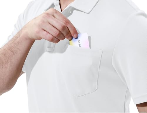 Image of Rdruko Men's Polo Shirts Short Sleeve Quick Dry Outdoor Golf Sports Shirts with Pocket