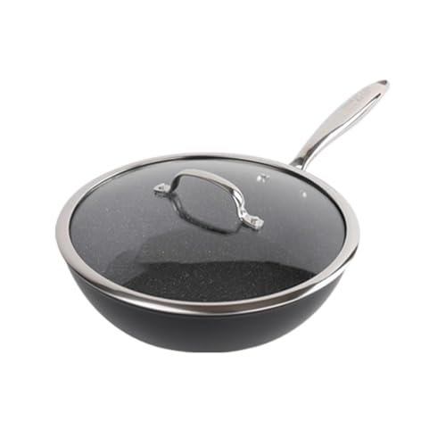Wok de acero al carbono 28 cm con tapa plana miniatura 1