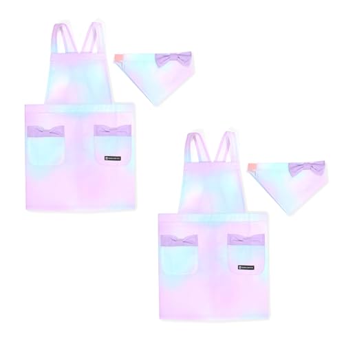 COLORFUL CANDY STYLE バッククロス子どもエプロン(100〜120cm) 撥水ノーアイロン オーロラカラー 2枚セット 女の子 かわいい 子供用 子供 エプロン 三角巾 セット キッズエプロン 幼児 小学生 可愛い かわいい おしゃれ 小