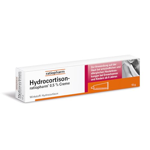 Hydrocortison-ratiopharm® 0,5% Creme bei allergischen und entzündlichen Hautirritationen, Juckreiz, Sonnenbrand und Insektenstichen. 15 g Creme Hydrocortison-ratiopharm® 0,5% Creme bei allergischen und entzündlichen Hautirritationen, Juckreiz, Sonnenbrand und Insektenstichen. 15 g Creme
