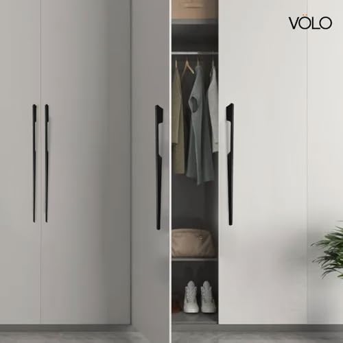 Image of VOLO Aluminium Wardrobe Handle - Elegant Pull Handle for Wardrobe Doors, Cabinet Doors, and Drawers in Kitchen, Office, and Bedroom (Pack of 2 Pieces) (SAC-40 Black 18 Inc (450mm))