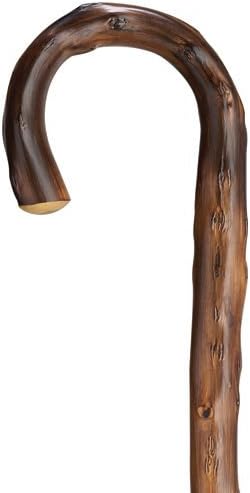Bastón – Chaqueta de Congo de los hombres Mango curvado), geunine Congo Chestnut wood-scorched, con corteza naturales y Taper, 36" larga con punta
