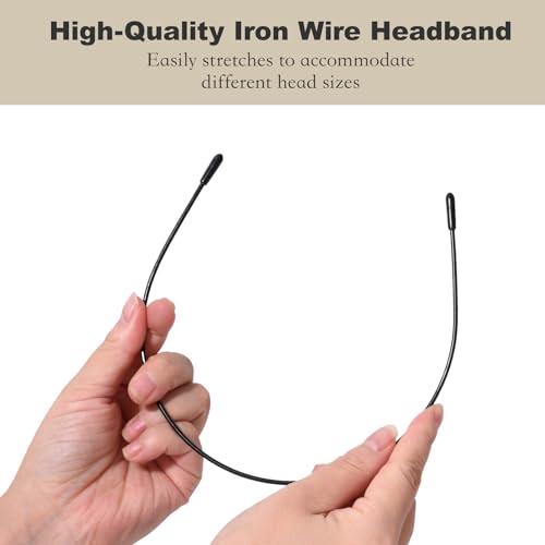 Image of 2 Pcs Metal Headbands for Women, Black Headpiece Wire Headband Trendy & Cute, Thin Head Band Simple and Stylish Headwear Hair Accessories (Black)
