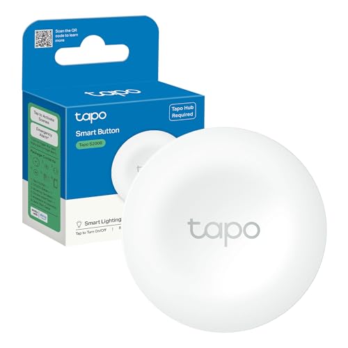 Tapo S200B Smart Button One-Click Alarm Lighting Control Customized Actions Smart Doorbell Magnetic Mounting Battery Included Easy Installation Multiple Locations Control Tapo Hub Required