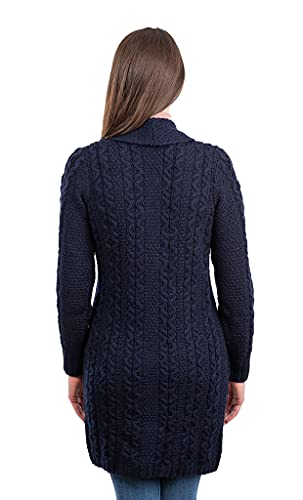 Image of SAOL 100% Irish Merino Wool Ladies Shawl Collar Cardigan Coat with Pockets