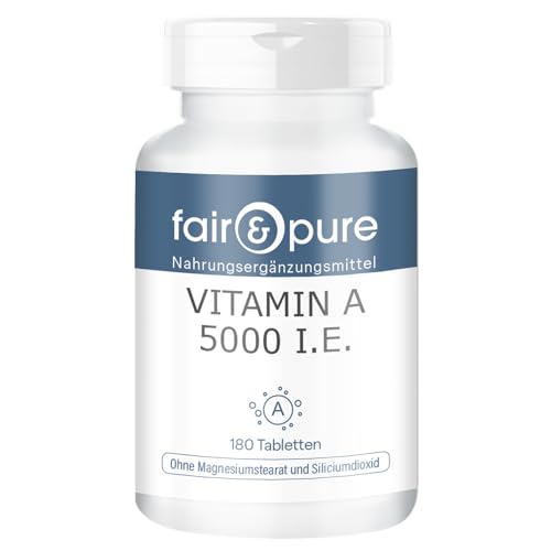 Fair & Pure® - Vitamina A 5000 U.I. - Acetato de Retinol - Vegano - Alta pureza - 180 Comprimidos