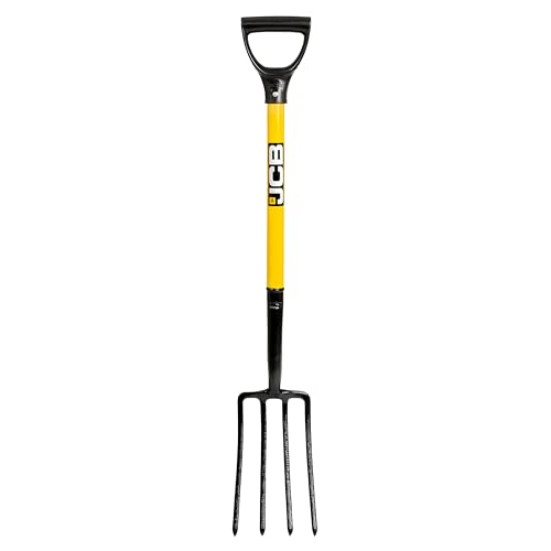 JCB - Solid Forged Lightweight Border Fork - Professional Border/Junior/Ladies Fork - Metal Long Handle Heavy Duty Site and Gardening Tools - Home Improvements, Digging, Mucking Out, Manure, Weeding
