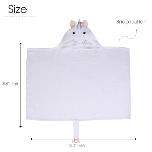 Image of DEIGO Unicorn Animal Hooded Towel for Newborn to Toddler - Baby Must Haves - Ideal Registry for Baby Boy and Girl Gifts - Unicorn, White, 23.6 Inchx32.3 Inch