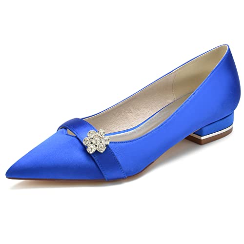 Women's Pointed Toe Wedding Shoes Flats Bridal Flats Evening Prom Party Dress Flats Shoes 2.5Cm