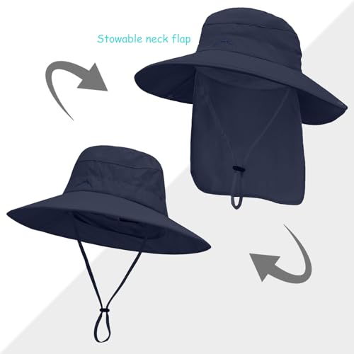 Image of Sun Hats for Men Women, UPF 50+ Protection Fishing Hat with Neck Flap