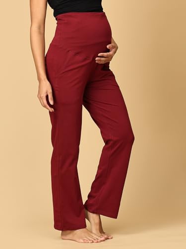 Image of The Mom Store Maternity Track Pants | for Pregnant Women with Ultimate Comfort | Prenatal Yoga Pants | Pre and Post Pregnancy
