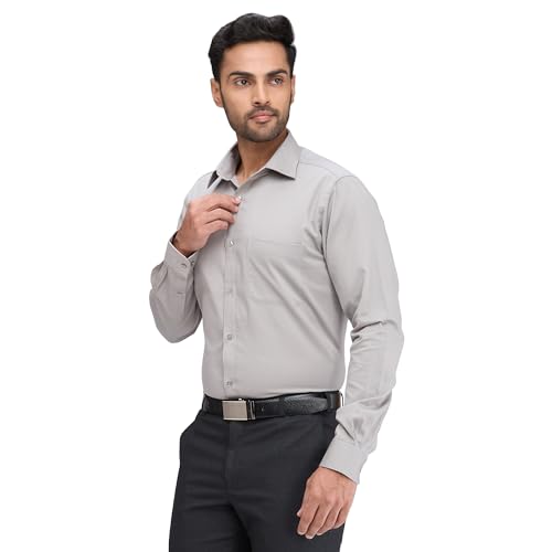 Image of Raymond Men's Slim Fit Solid Pattern Pure Cotton Semi Cut Away Collar Full Sleeve Formal Shirt
