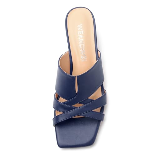 Women's Square Toe Open Toe Sandals, Chunky Heel One Foot Stirrup Slippers for women, Comfortable and Versatile Summer Sandals3