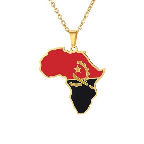Générique Collier Carte de l'Angola pour Femme/Homme - Pendentif Carte Africaine en Acier Inoxydable - Bijou Cadeau