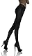 MARILYN erotische semi-transparente Damen Hüftstrumpfhose mit Spitze 50 Den Reizwäsche Strumpfhose mit Spitzenhüftband Schwarz