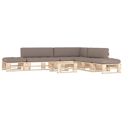 Solivagant Muebles de palets 6 pzas y Cojines Madera Pino impregnada,Gris Topo,77.96kg