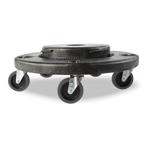 Image of Rubbermaid Commercial Products Brute Quiet Dolly, Compatible with 20, 32, 44, and 55-Gallon Brute Containers, Black, for Restaurants /Back of House /Offices /Warehouses /Airports /Commercial Environments