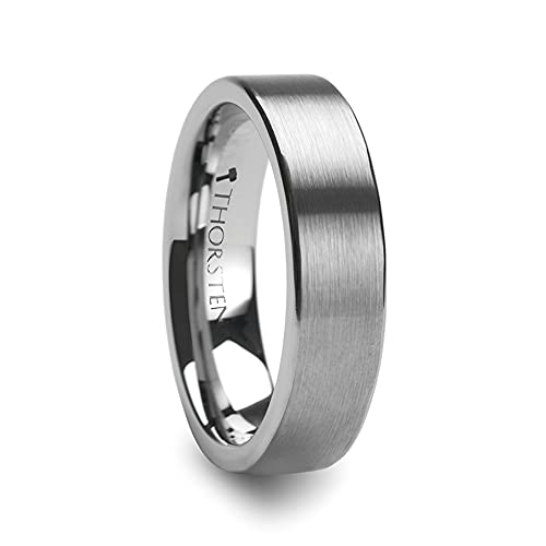 Mens Comfort Fit -Pipe Cut Brush Finish Tungsten Carbide Wedding Ring - 4mm 6mm 7mm 8mm 10mm 12mm Wide - Style name: MERCURY