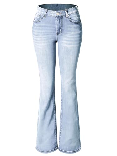 Design by Olivia Women's Sexy Stylish Flare Bell Bottom Slim Bootcut Jean
