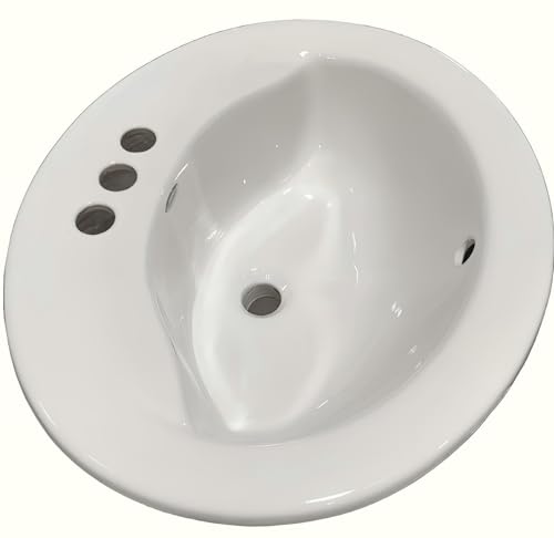 VitreousPro 21'x17-5/8' Oval Self-Rimming Countertop Bathroom Sink – White Vitreous China, 3-Hole (4' Widespread) Faucet Compatible, Front Overflow, Space-Saving Design