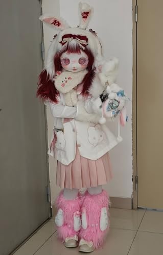 Womens Faux Fur Furry Leg Warmers with Rabbit Ears Lolita Kawaii Gothic Y2k Boot Cuff Cover Cosplay Accessory2