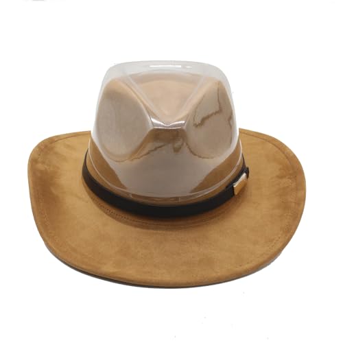 Image of LIDHAY Cowboy Hat for Women Men Felt Wide Brim Cowgirl Hat Western Suede Hats for Cowboys and Cowgirls with Belt Buckle