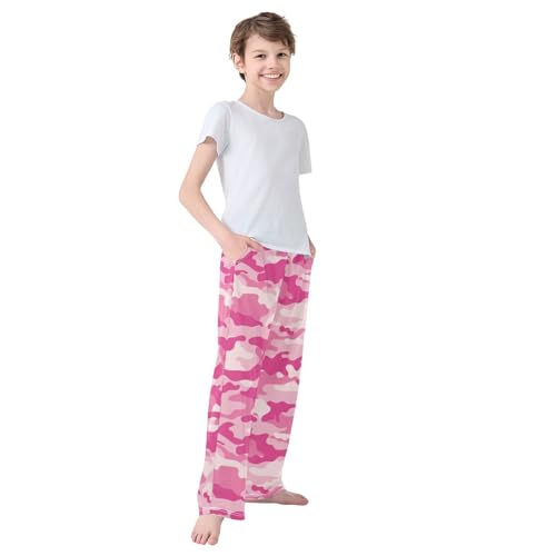 Boys' Pants Pink Camouflage Texture Long Bottoms Jogger Pants Elastic Waist Trousers with Pockets S-XL4