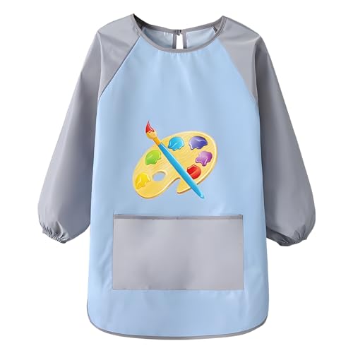 Iouyjiu Delantal de pintura para niños pequeños, impermeable, de manga larga, para niños, perfecto para pintar, hornear, jardinería, preescolar y actividades en el aula, edades de 2 a 6 años,