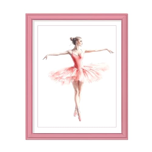 Zhenqing Elegant Ballet Dancer Cross Stitch Kit - 11CT 15.7x19.7 Inch (40x50cm), Pink & White Graceful Dance Design, DIY Embroidery Kit with Threads, Fabric & Guide, Perfect Home Decor Art Gift(67492)