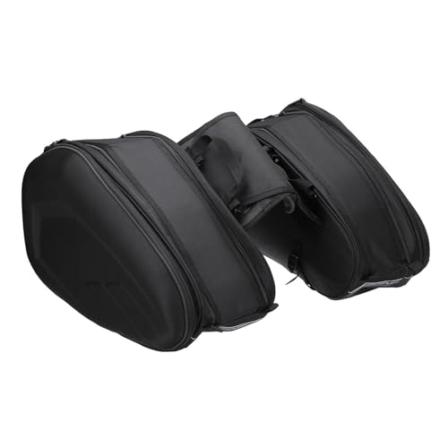 Alforjas laterales para motocicleta, 58 L, impermeables, tejido Oxford con diseño reflectante, ajuste universal, color negro