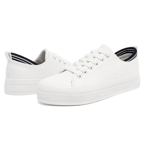 Image of Nautica Platform Sneakers for Womens Fashion Trendy Shoes White Casual Sneaker Thick Sole Everyday Walking Shoes