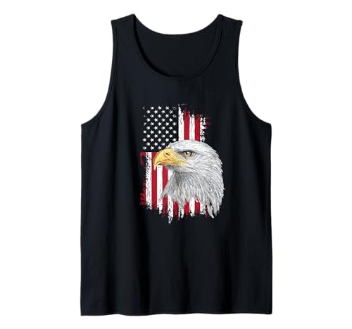 USA Bald Eagle 4th July American Flag Tank Top