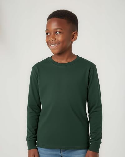 Image of 5 Pack Boys' Cotton Long Sleeve Jersey T Shirts Kids School Youth Tees | Available In US Sizes 4 To 18, Athletic Teen Crew Neck Tops, Breathable, Soft, Classic Fit, Active, Sports, Play, Casual