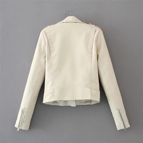 JEKE-DG Women's Slim Fit Faux Leather Coat Wing Collar Open Front Jacket Lightweight Fashion Biker Coats3