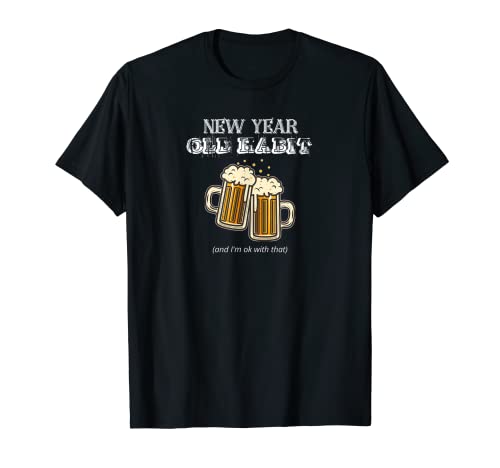 Año Nuevo Viejo Habit Cerveza Beber Celebración Fiesta Adulto Camiseta