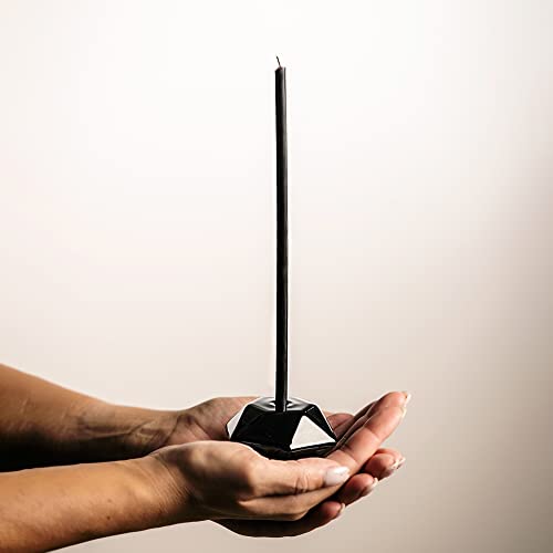 Set Of 2 Danilovo Taper Candle Holders For Thin Candles – Handcrafted Ceramic Candle Holder – Sturdy Taper Candle Holders For Candlesticks – Candle Stick Candle Holder For Slim Candles (Black) #TOP1