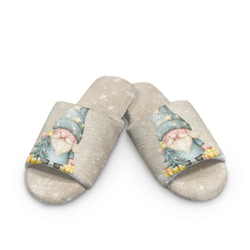 Binienty Women's Christmas Slippers Cozy Soft Fleece Open Toe Home Slippers Lightweight Silent House Bedroom Shoes2