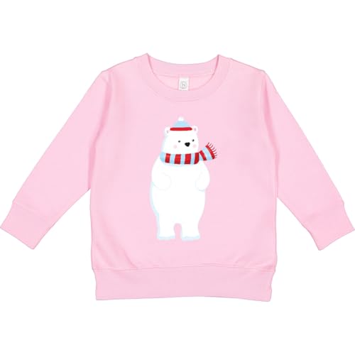 inktastic Polar Bear, Cute Bear, Bear with Scarf, Hat Toddler Sweatshirt 4T Pink 4464e