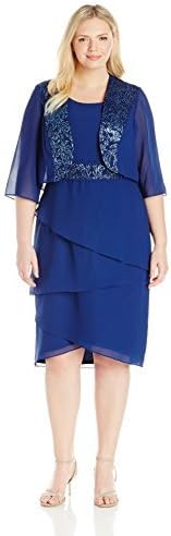 Le Bos Women's Size Embroidered Jacket Dress Plus