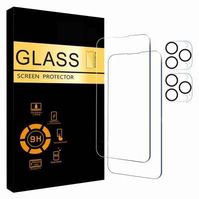 Photo 1 of Ailum 2 Pack Screen Protector for iPhone 14 Pro Max [6.7 inch] Display 2021 with 2 Pack Tempered Glass Camera Lens Protector,[9H Hardness]-HD Case Friendly and PULEN for Samsung Galaxy S22 Case with 1 Pack Screen Protector and 1 Pack Camera Lens Protector
