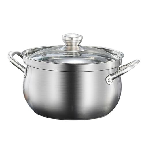 iplusmile Pentola in Acciaio Inossidabile 24 CM con Manico Ergonomico e Fondo Piatto Pentola da Cucina Multifunzionale Antiaderente per Stufato e Uso Domestico