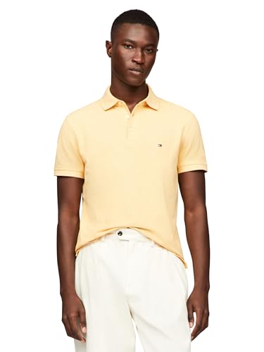 Image of Tommy Hilfiger Men's Short Sleeve Polo Shirts in Slim Fit with Stretch and Organic Pique Cotton