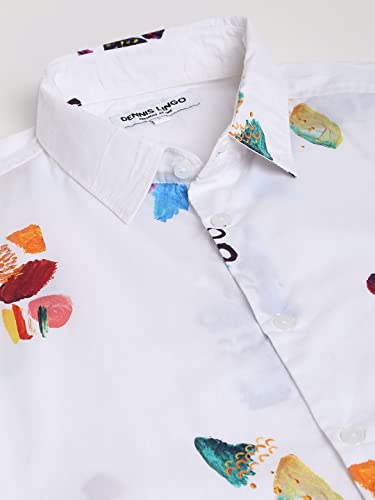 Image of Dennis Lingo Men's Printed Slim Fit Satin Casual Shirt with Spread Collar & Full Sleeves