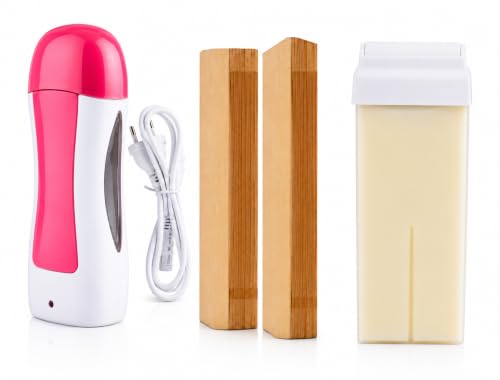 Image of Hair Removal Wax Kit Wax Heater Machine Roll on Hair Removal Wax Kit Wax Heater machine ,Refill Cartridge Strips With Wipes Waxing kit for Women Waxkit Wax For Women (wax Roller Heater Machine Combo)