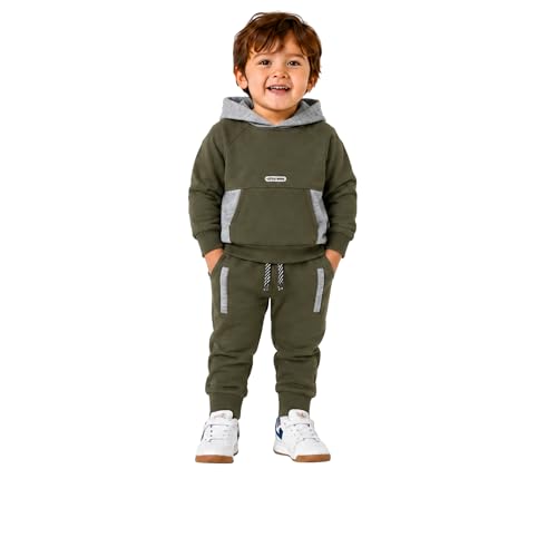 Image of Volcom Infant Toddler Baby Boys Joggers Set - 2 Piece Fleece Pullover Hoodie and Jogger Pants Activewear Set (Sizes: 12M-7)