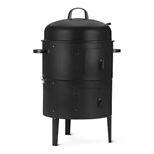 Amazon Basics Outdoor BBQ Smoker, Charcoal Meat Smoker, 2-Layer, 40.6cm, Black, 1-Pack