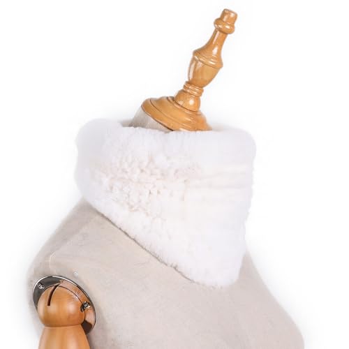 Women's Genuine Rex Rabbit Fur Knitted Neck Warmer Winter Warm Furry Loop Scarf3