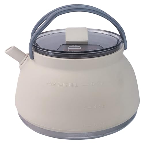 Bouilloire portative pliable 1,5L en silicone et acier inoxydable avec poignée
